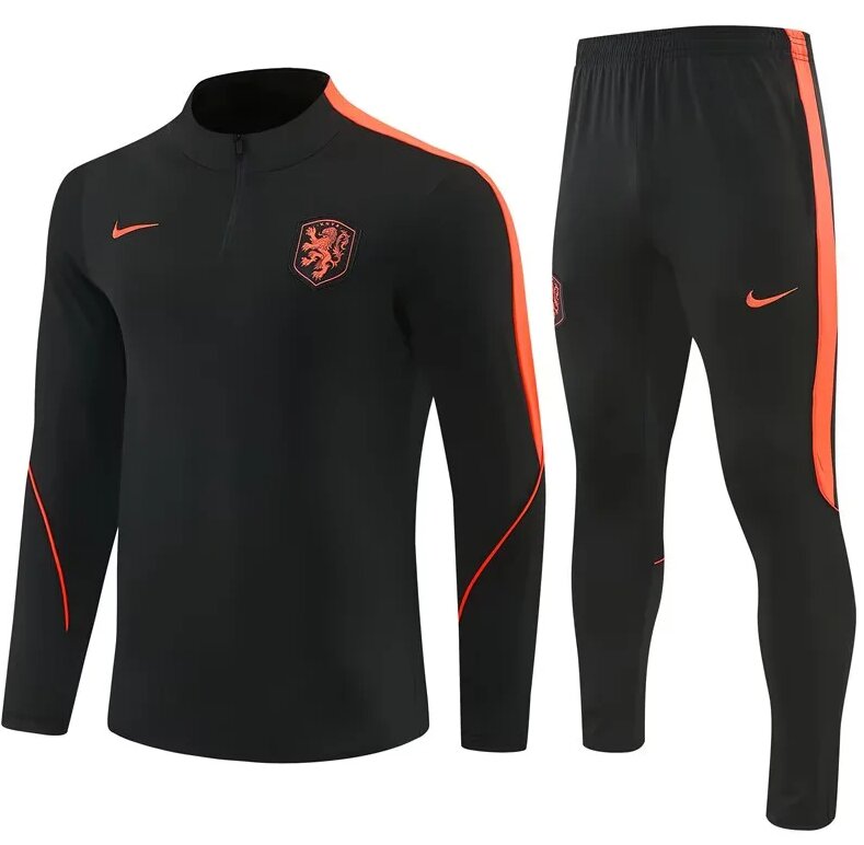 Kids Netherlands 26/27 Tracksuit - Black/Orange